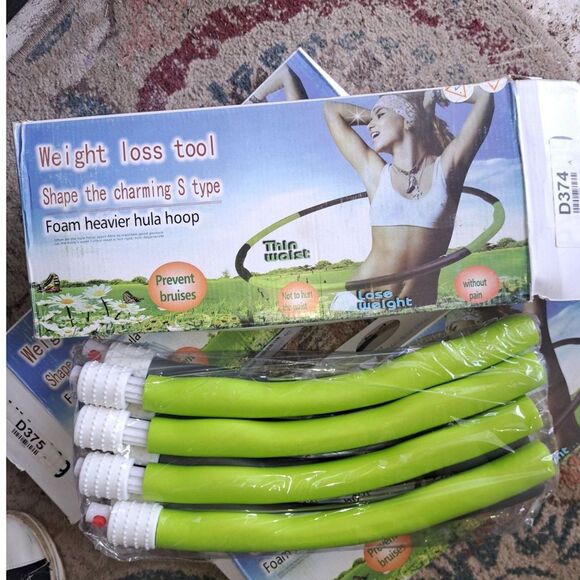 New Overstock Germany Joyshare Hula Hoop Fitness Waist Soft Foam Gray-Neon Green - Picture 4 of 9
